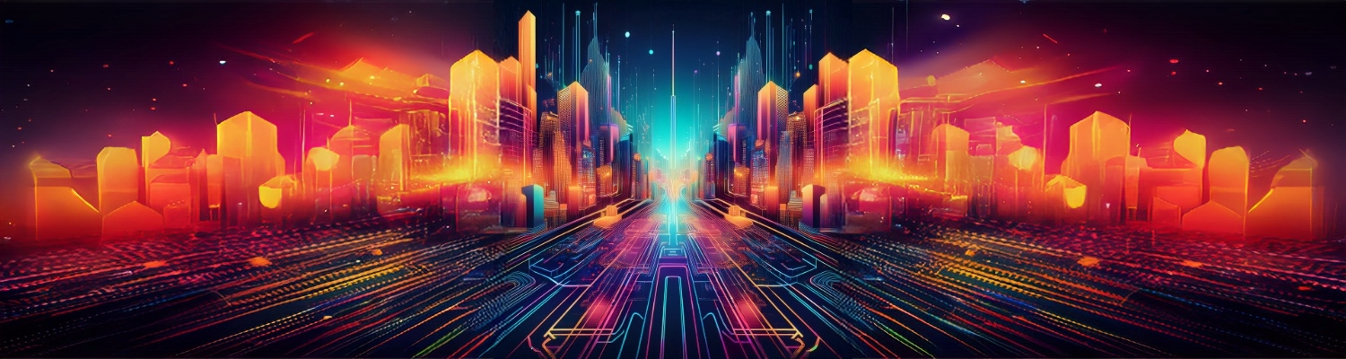 A vibrant and colourful city style landscape.
