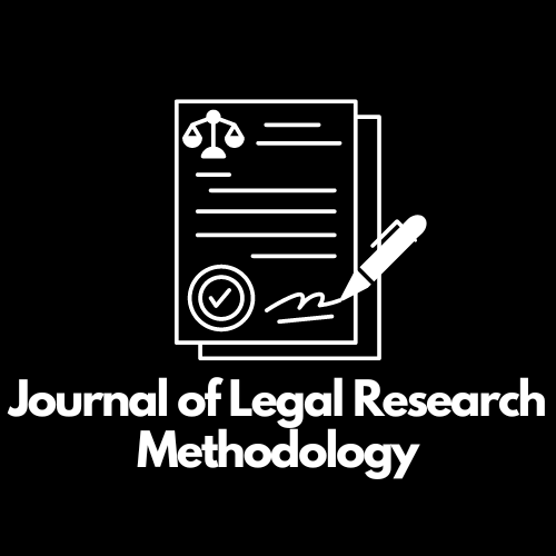 White text on a black background saying "Journal of Legal Research Methodology". There is a white logo of a cartoon pen signing a piece of paper.